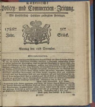 51tes Stueck, Montag den 18ten December. 1786