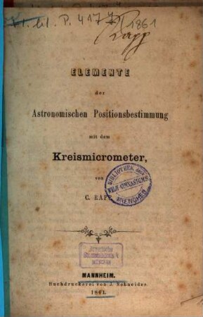Programm des Grossherzoglichen Lyceums zu Mannheim, 1861, Beil.