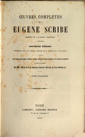 Oeuvres complètes de M. Eugène Scribe, 3