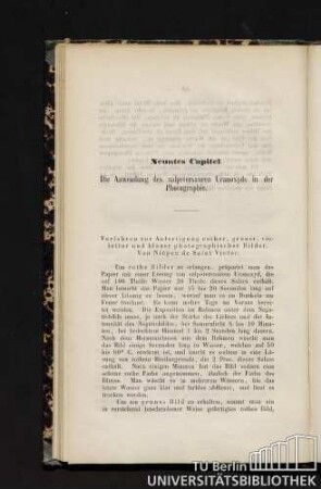 Neuntes Capitel. Die Anwendung des salpetersauren Uranoxyds in der Photographie.