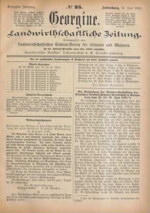 Sechzigster Jahrgang. No. 25. Insterburg, 16. Juni 1892.