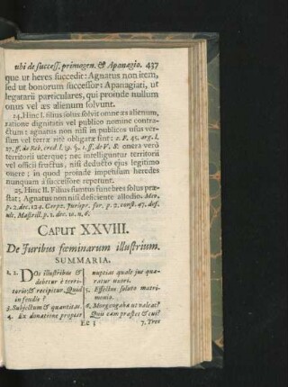 Caput XXVIII. De Iuribus foeminarum illustrium.