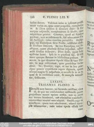 LXXXVI. Traianus Plinio S.