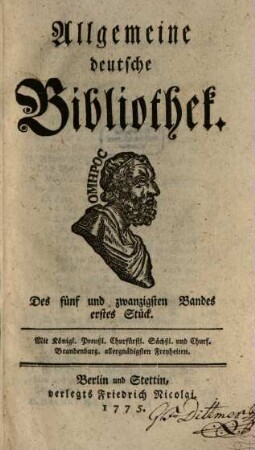 Allgemeine deutsche Bibliothek. 25. 1775