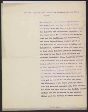 Die Stellung des Architekten zum Bauherrn und zum Unternehmer (Manuskript)