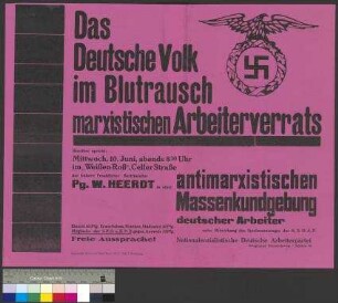 Plakat der NSDAP zu einer Kundgebung am 10. Juni 1931 in Braunschweig