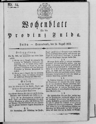 Nr. 34, Ausgabe vom 24. August 1833