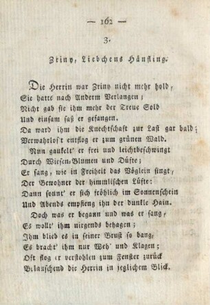 3. Zriny, Liebchens Hänfling