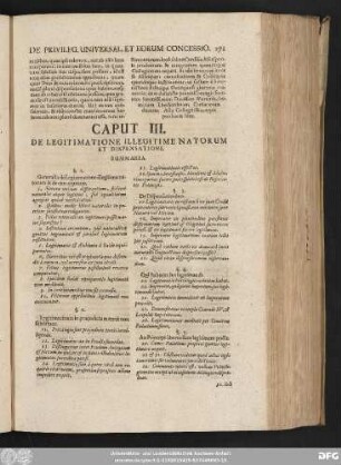 Caput III. De Legitimatione Illegitime Natorum Et Dispensatione.