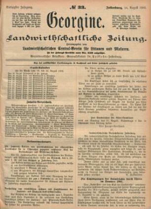 Siebzigster Jahrgang. No. 33. Insterburg, 14. August 1902.