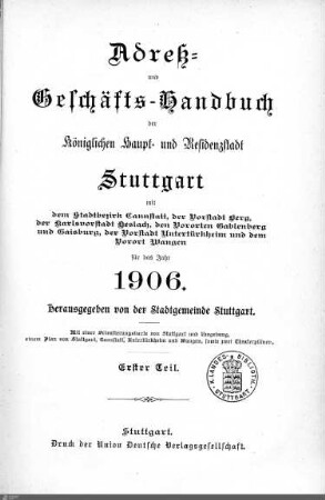 1906: Stuttgarter Adressbücher, 1906