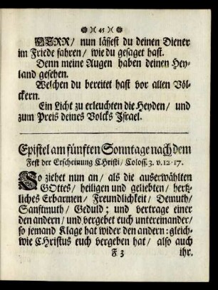 Epistel am fünften Sonntage nach dem Fest der Erscheinung Christi ...