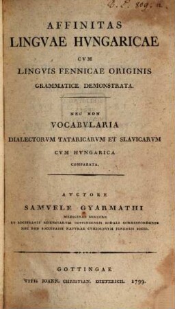 Affinitas linguae hungaricae cum linguis Fennicae originis