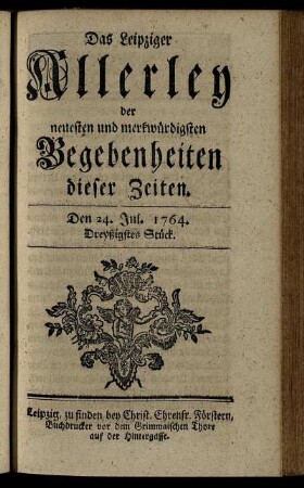 Den 24. Jul. 1764. Dreyßigstes Stück.