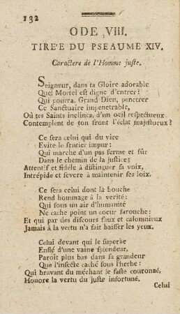 Ode VIII. Tire'e Du Pseaume XIV.