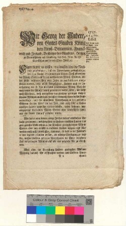 Münzedikt König Georgs II., Herzog zu Braunschweig-Lüneburg.