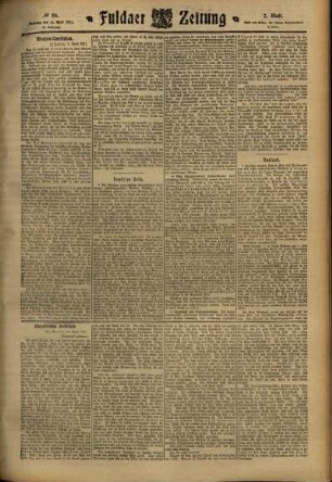 Zweite Ausgabe vom Samstag, den 15. April 1911.