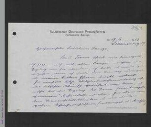 Brief von Minna Naumann an Helene Lange