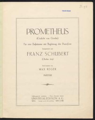 Prometheus : für eine Baßstimme mit Begleitung des Pianoforte : (Oktober 1819)