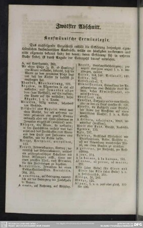 Zwölfter Abschnitt. Kaufmännische Terminologie