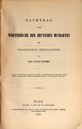 Beitrag zu einem Wörterbuche der deutschen Mundarten des ungrischen Berglandes. [3], Nachtrag