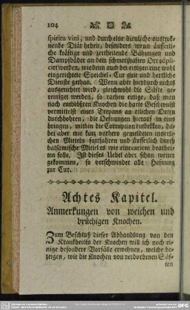Achtes Kapitel. Anmerkungen von weichen und brüchigen Knochen