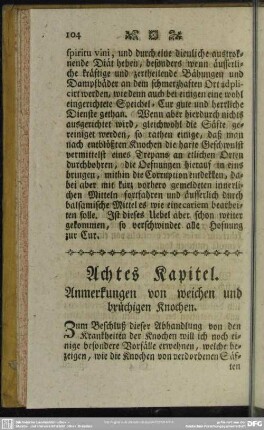 Achtes Kapitel. Anmerkungen von weichen und brüchigen Knochen