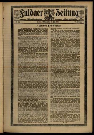 Erste Ausgabe vom Mittwoch, den 18. Juli 1906.