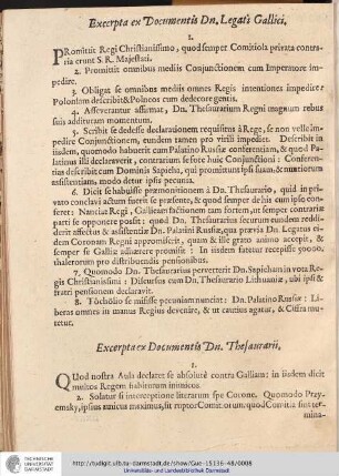 Extracta ex Documentis Dn. Legati Gallici.