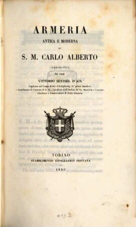 Armeria antica e moderna di S. M. Carlo Alberto