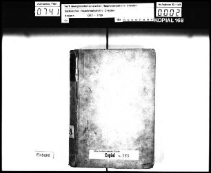 Alte Aufschrift: "Receßbuch [Rezessbuch]"