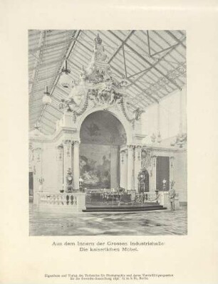 Aus dem Innern der Grossen Industriehalle. Die kaiserlichen Möbel
