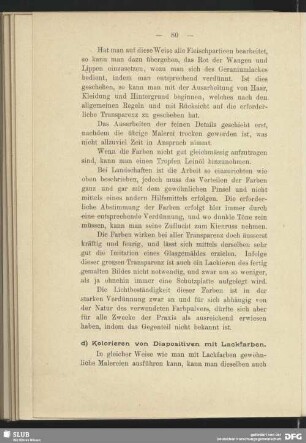 d) Kolorieren von Diapositiven mit Lackfarben