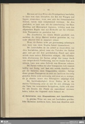 d) Kolorieren von Diapositiven mit Lackfarben