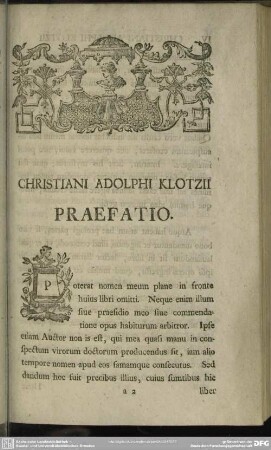Christiani Adolphi Klotzii Praefatio
