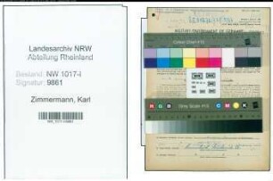 Entnazifizierung Karl Zimmermann , geb. 11.08.1898 (Geschaeftsinhaber)