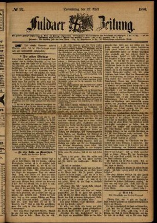 Ausgabe vom Donnerstag, den 22. April 1886.