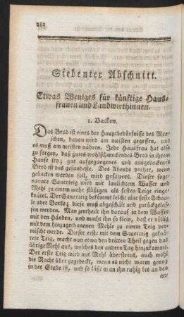 Siebenter Abschnitt. Etwas Weniges für künftige Hausfrauen und Landwirthinnen.