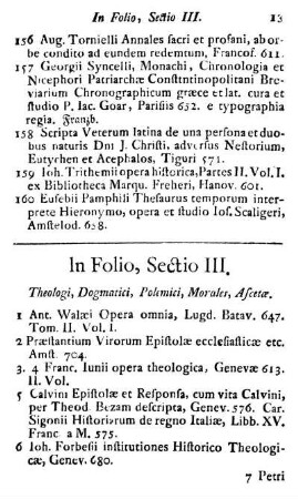 Sectio III. Theologi, Dogmatici, Polemici, Morales, Ascetæ.