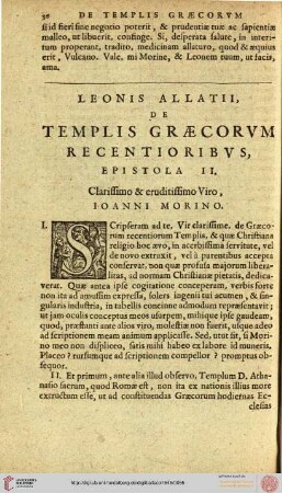 Leonis Allatii, De templis graecorvm recentioribvs, epistola II
