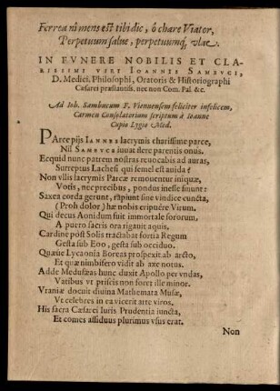 In Funere Nobilis Et Clarissimi Viri Ioannis Sambuci ...
