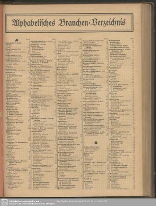 Alphabetisches Branchen-Verzeichnis