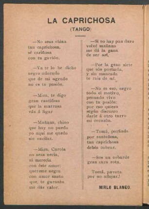 La caprichosa : (Tango)