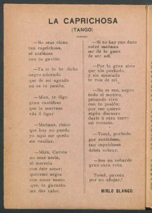 La caprichosa : (Tango)