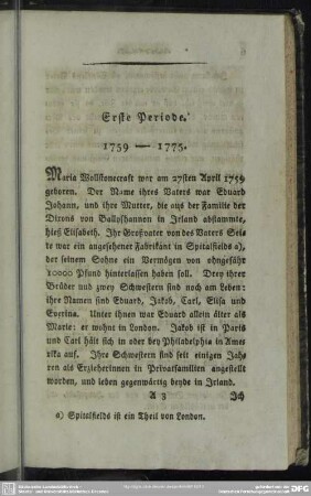 Erste Periode. 1759 - 1775
