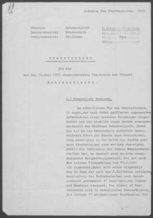 Haberschlacht: Pfarrbericht 1953