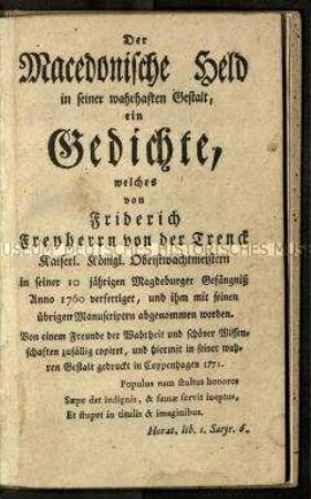 Schrift über Alexander dem Großen und den Räuber Cartouche