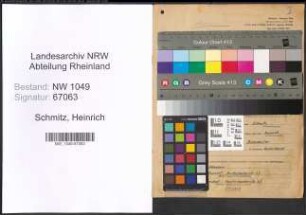 Entnazifizierung Heinrich Schmitz , geb. 10.07.1905 (Schlosser)
