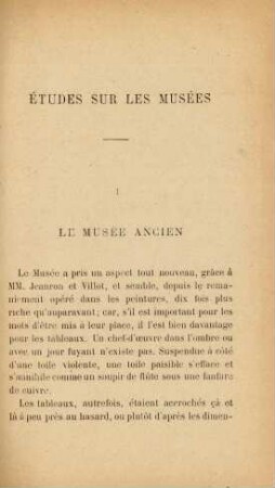 Études Sur Les Musées