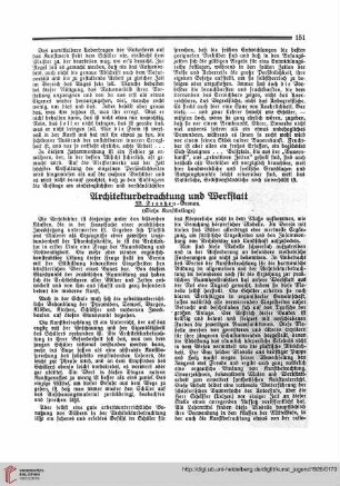 N.F. 6.1926 S. 151-152: Architekturbetrachtung und Werkstatt